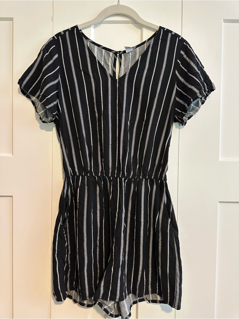 Old Navy Black and White Striped Romper